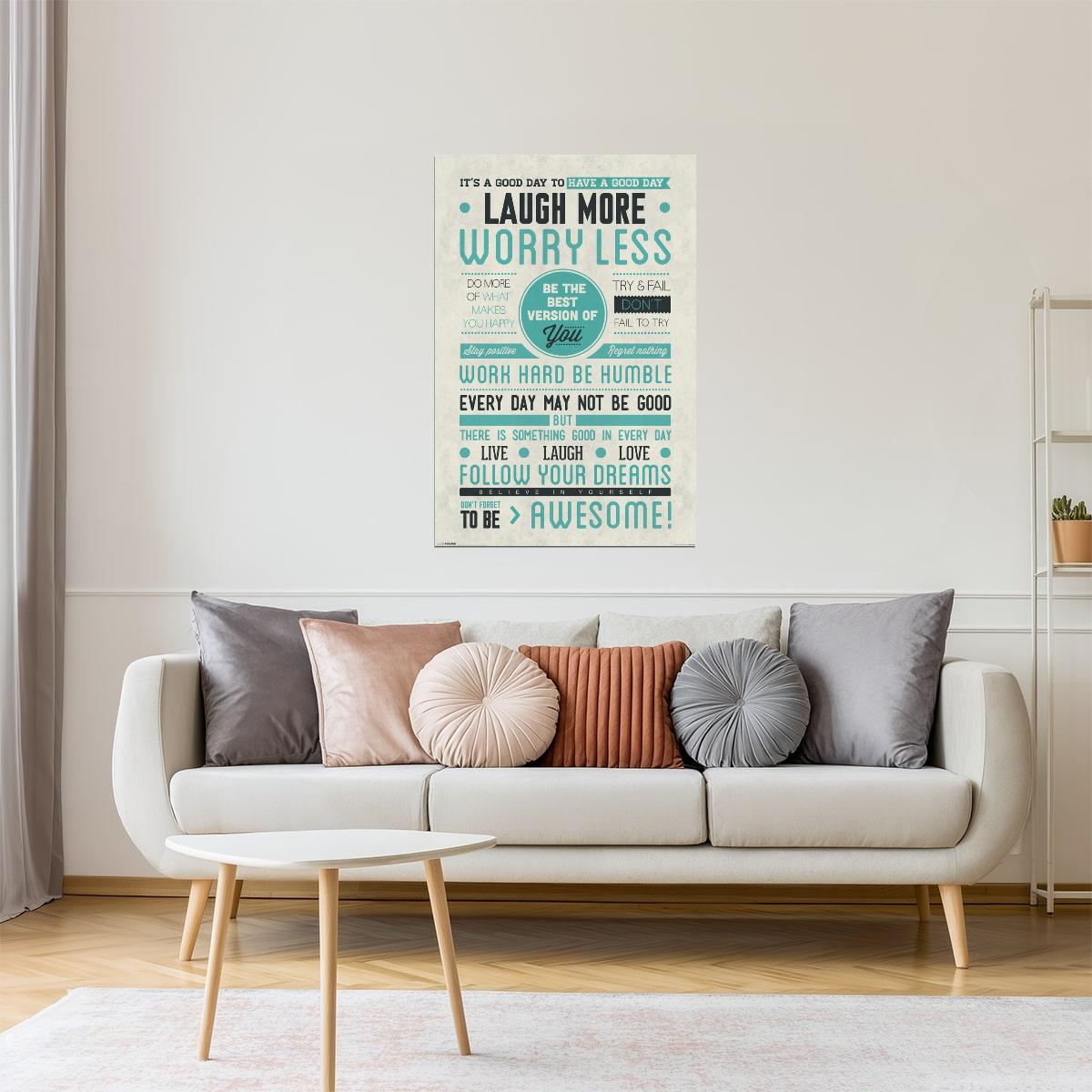 Laugh More, Worry Less | Motivational Poster