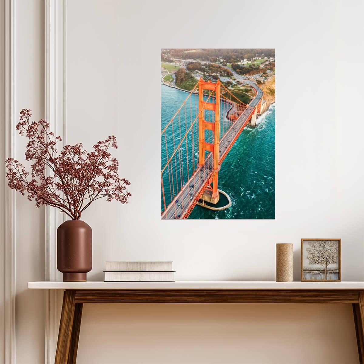 Golden Gate Bridge Aerial View | San Francisco Photography | California Landmark Poster - Photography Poster