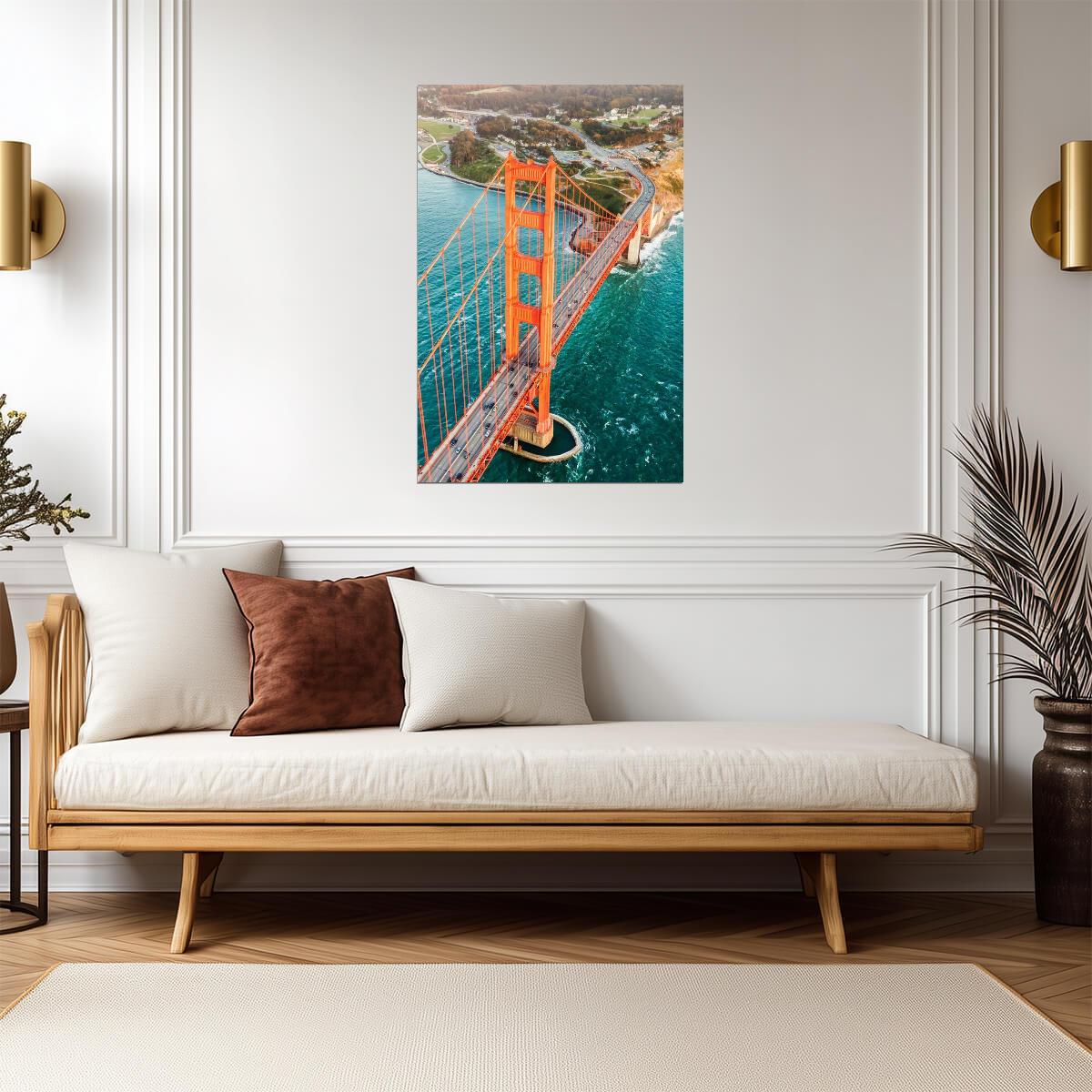 Golden Gate Bridge Aerial View | San Francisco Photography | California Landmark Poster - Photography Poster