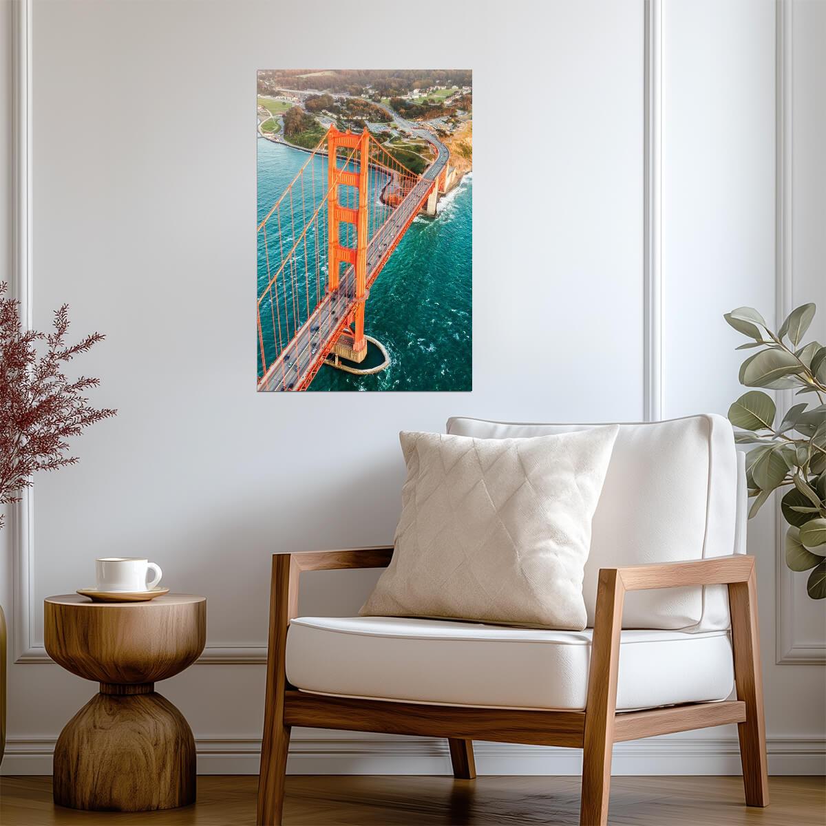 Golden Gate Bridge Aerial View | San Francisco Photography | California Landmark Poster - Photography Poster