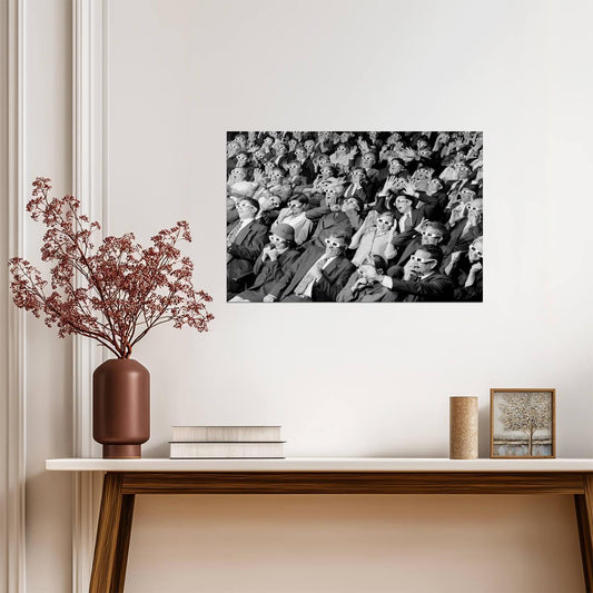 3D Movie Viewers in Theater | Vintage Black and White Photo Poster - Vintage & Retro Poster