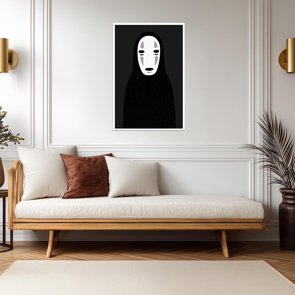 Spirited Away | No-Face Kaonashi Portrait | Minimalist Anime Poster - Anime Poster