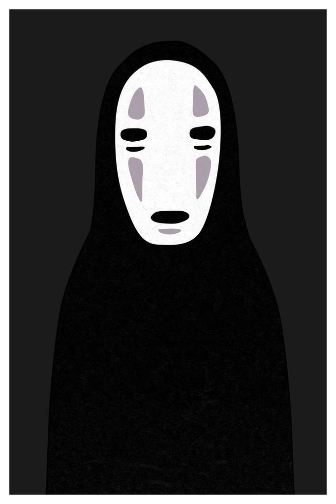 Spirited Away | No-Face Kaonashi Portrait | Minimalist Anime Poster - Anime Poster