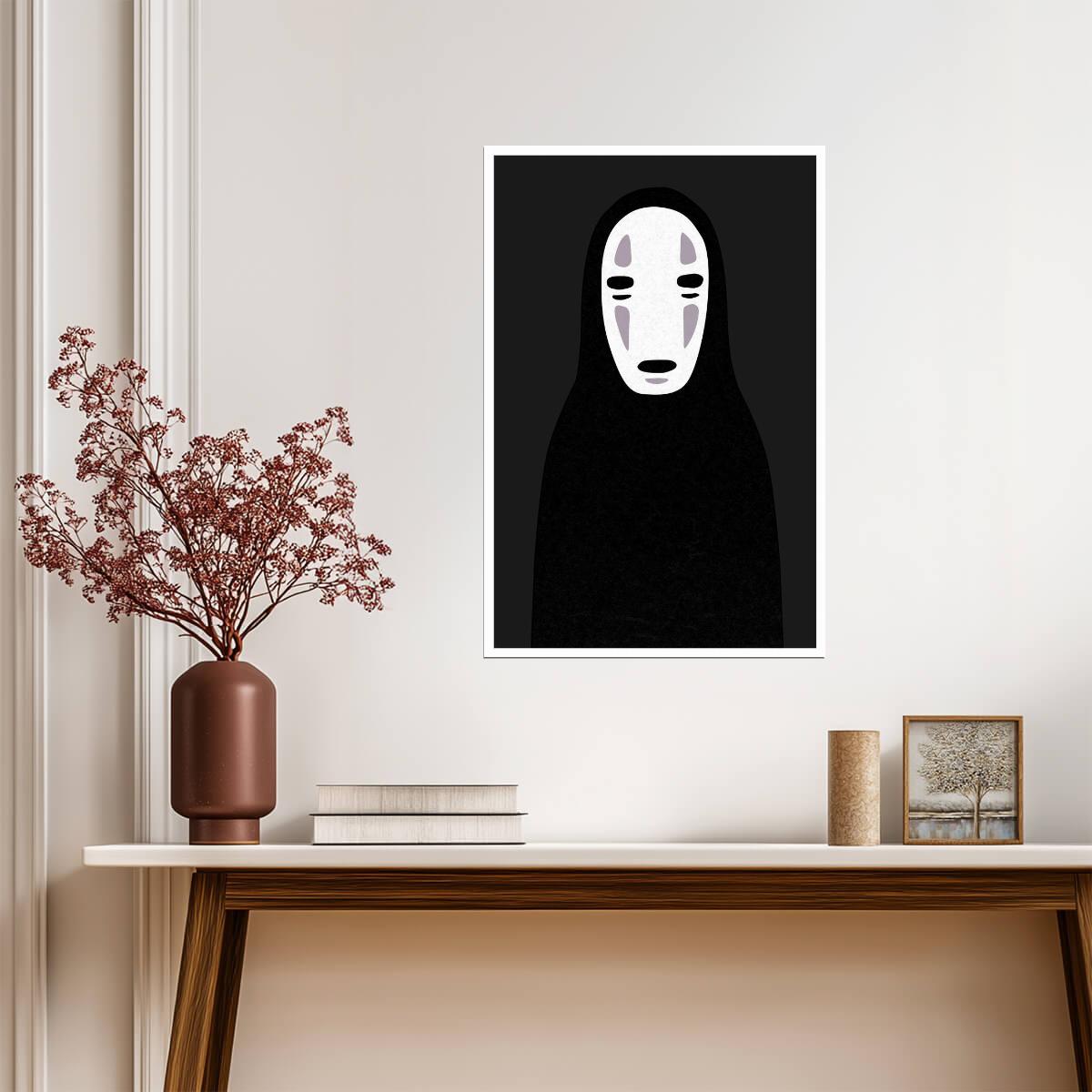 Spirited Away | No-Face Kaonashi Portrait | Minimalist Anime Poster - Anime Poster