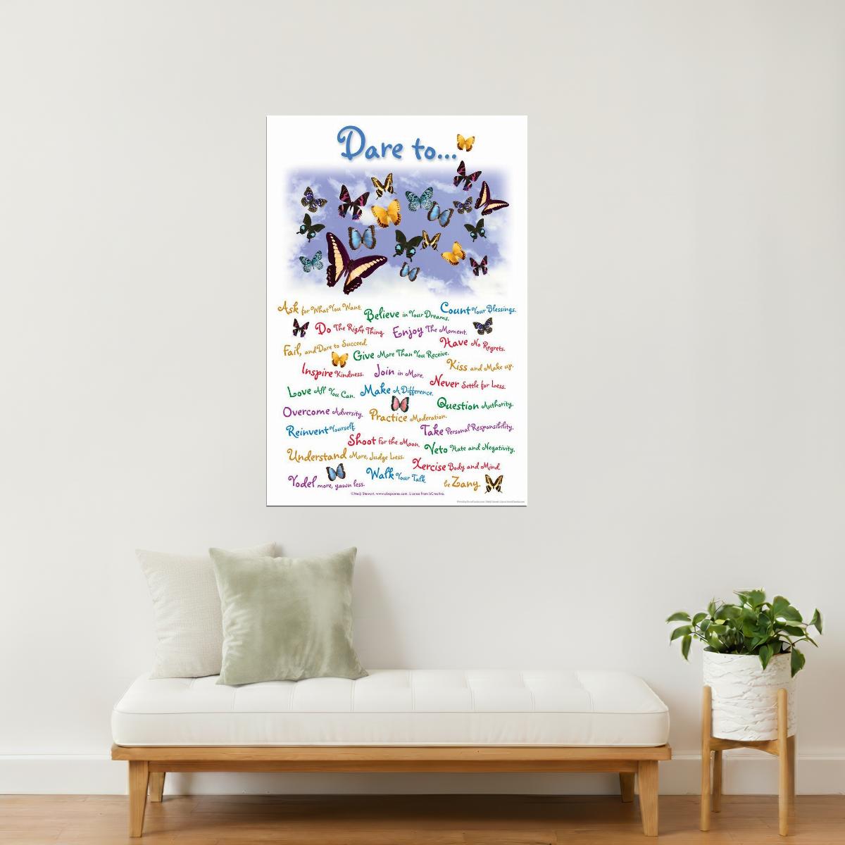 Dare To… | Motivational Poster with Butterflies