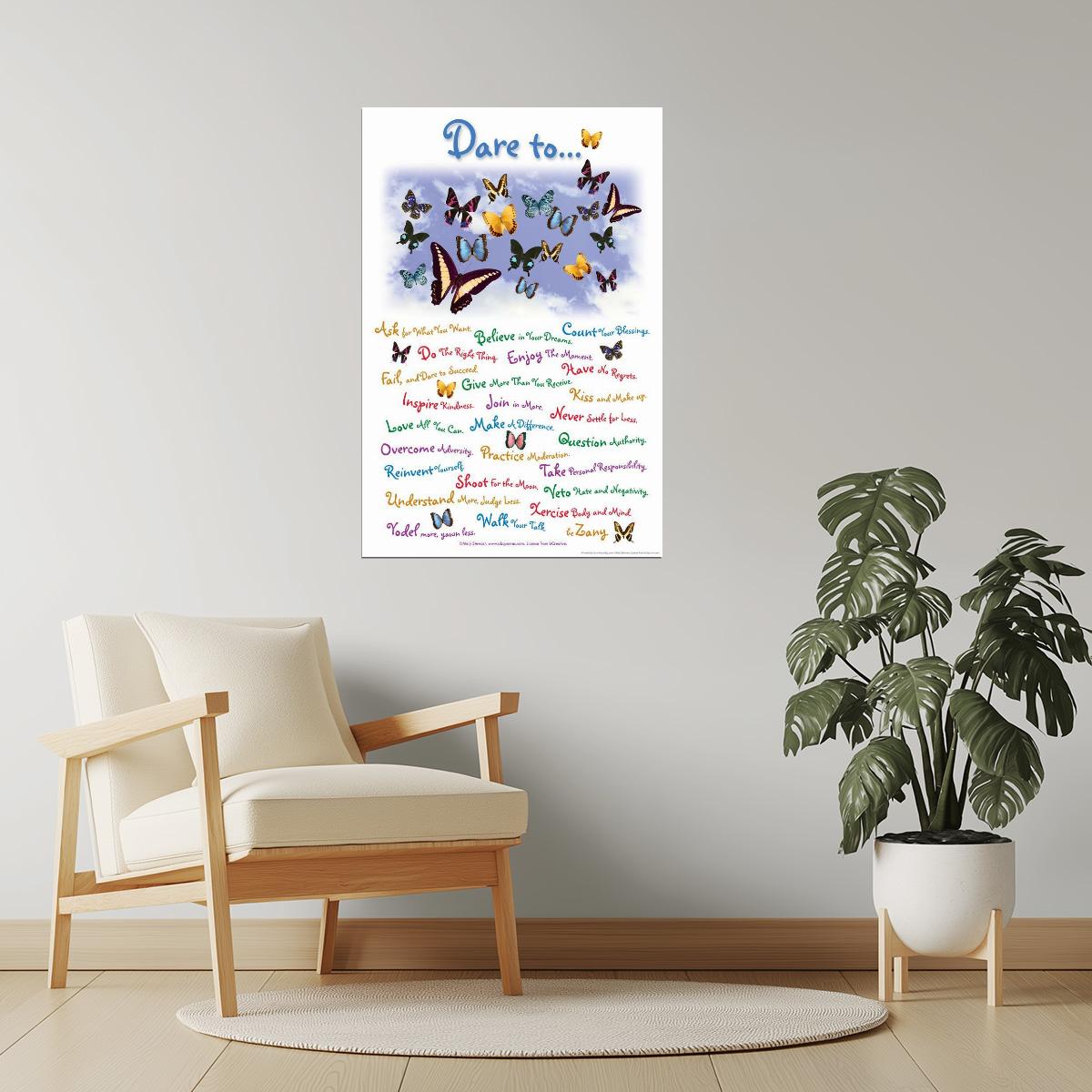Dare To… | Motivational Poster with Butterflies