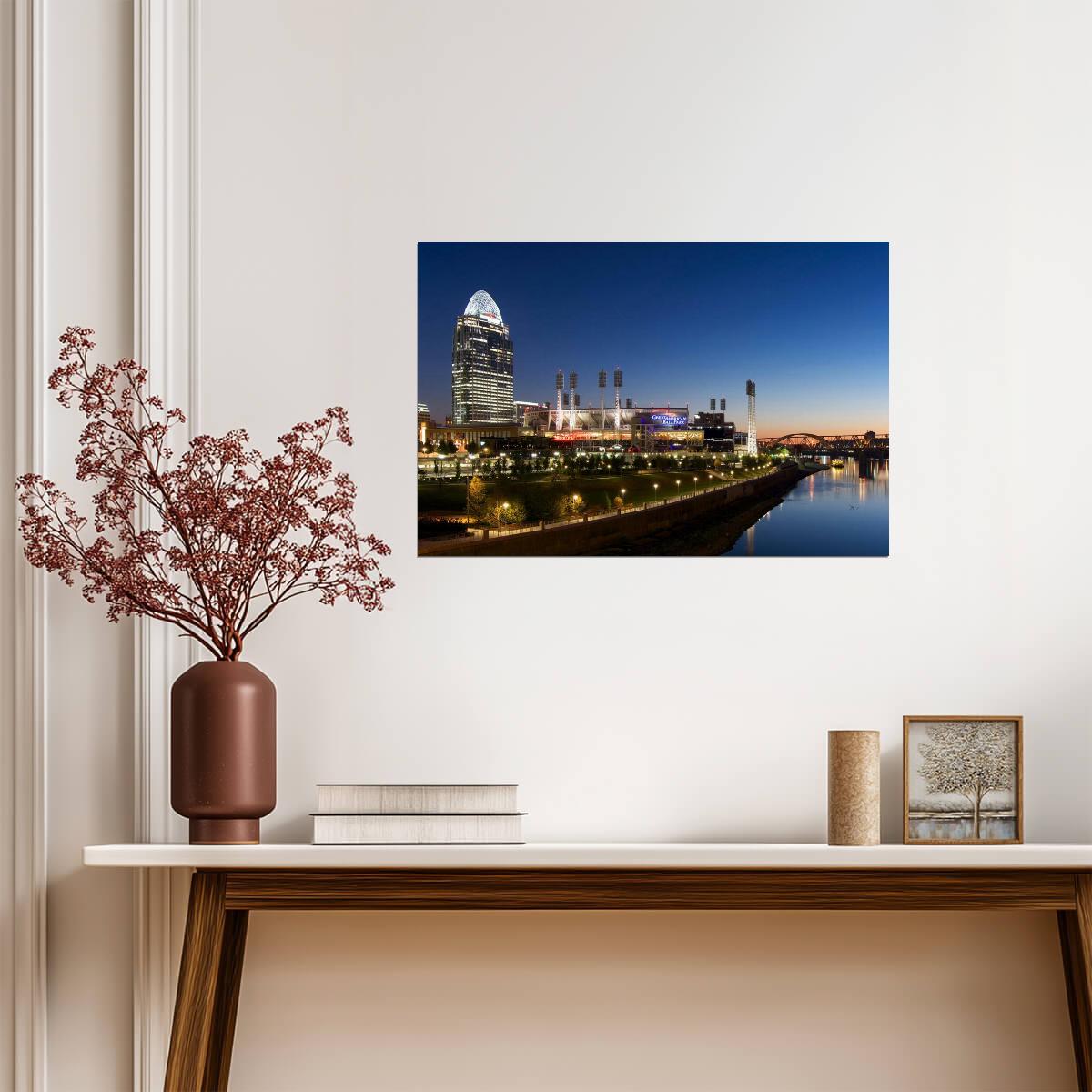 Cincinnati Skyline with Great American Ball Park | Ohio Cityscape Photography | Baseball Stadium Poster - Photography Poster