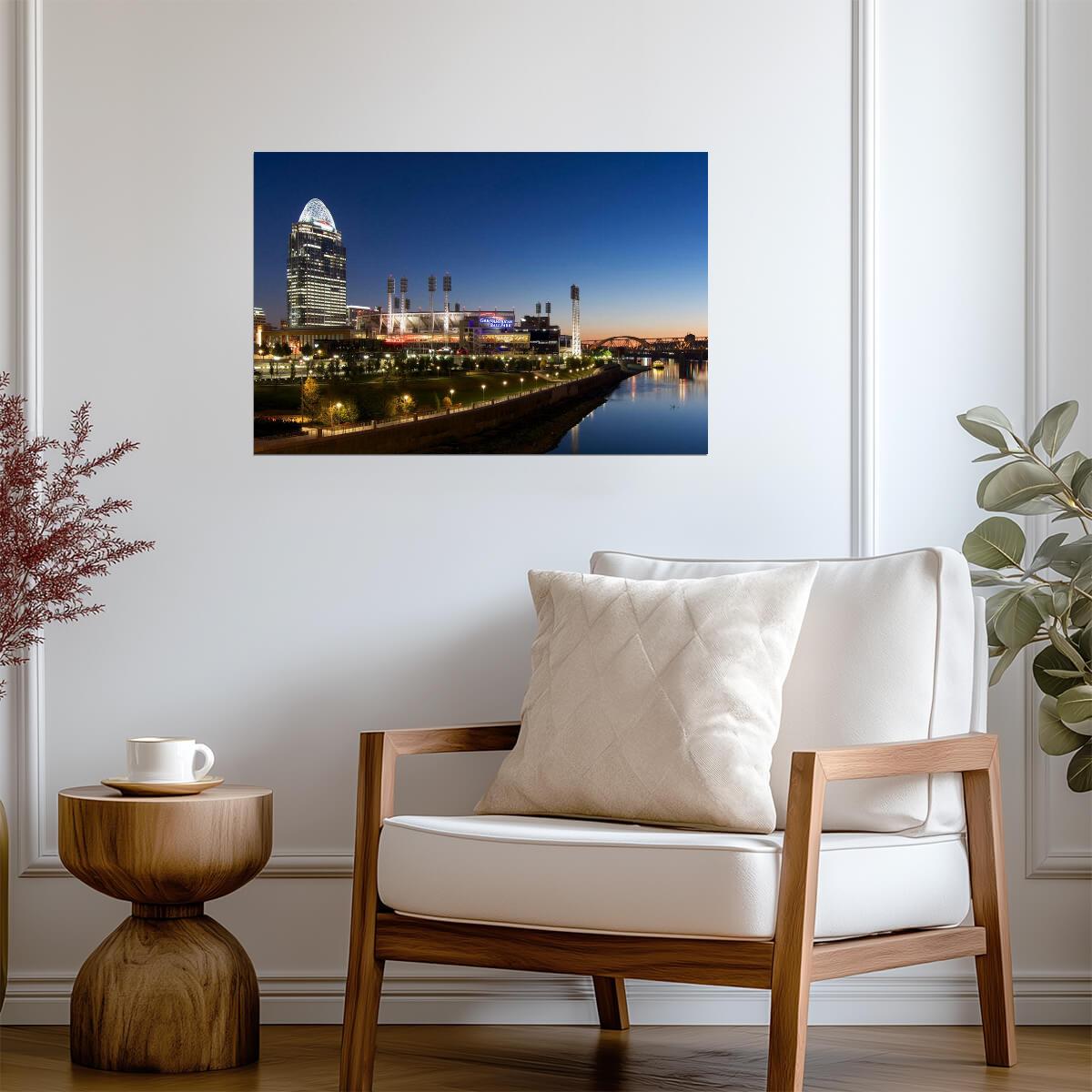 Cincinnati Skyline with Great American Ball Park | Ohio Cityscape Photography | Baseball Stadium Poster - Photography Poster