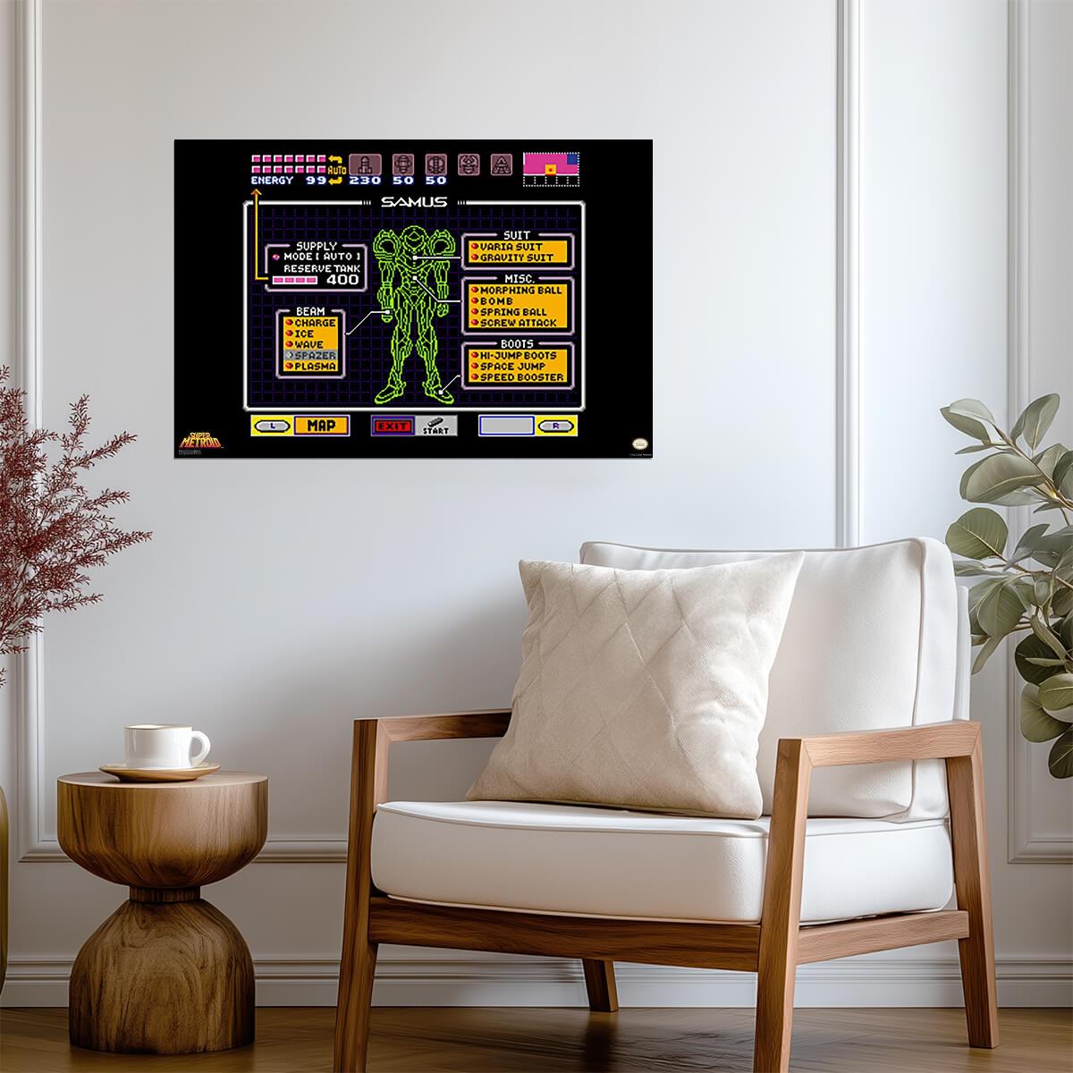 Super Metroid Samus Aran | Retro Gaming Poster | SNES Sci-Fi Wall Art