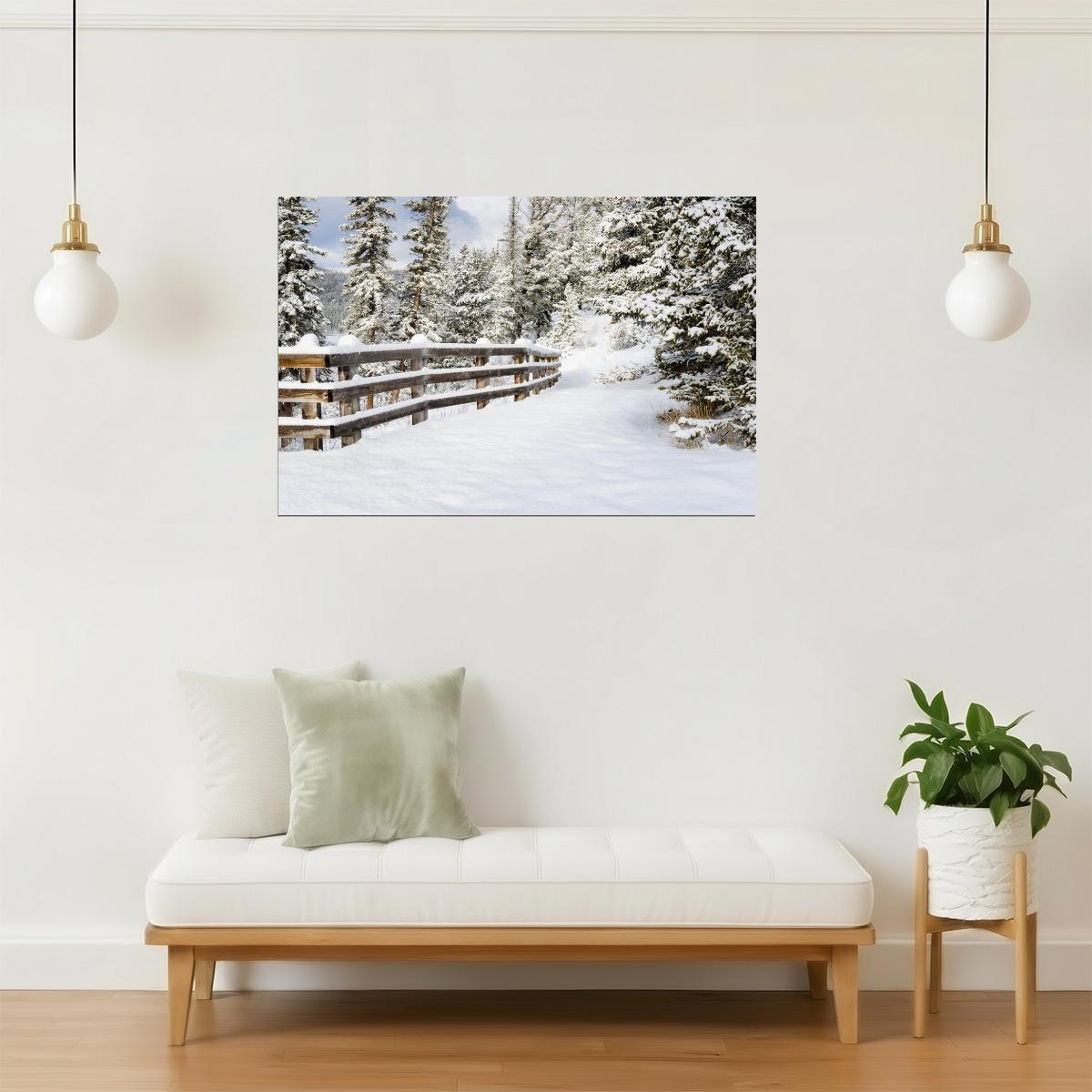 Snowy Forest Path Poster | Winter Landscape Photography | Nature Wall Art