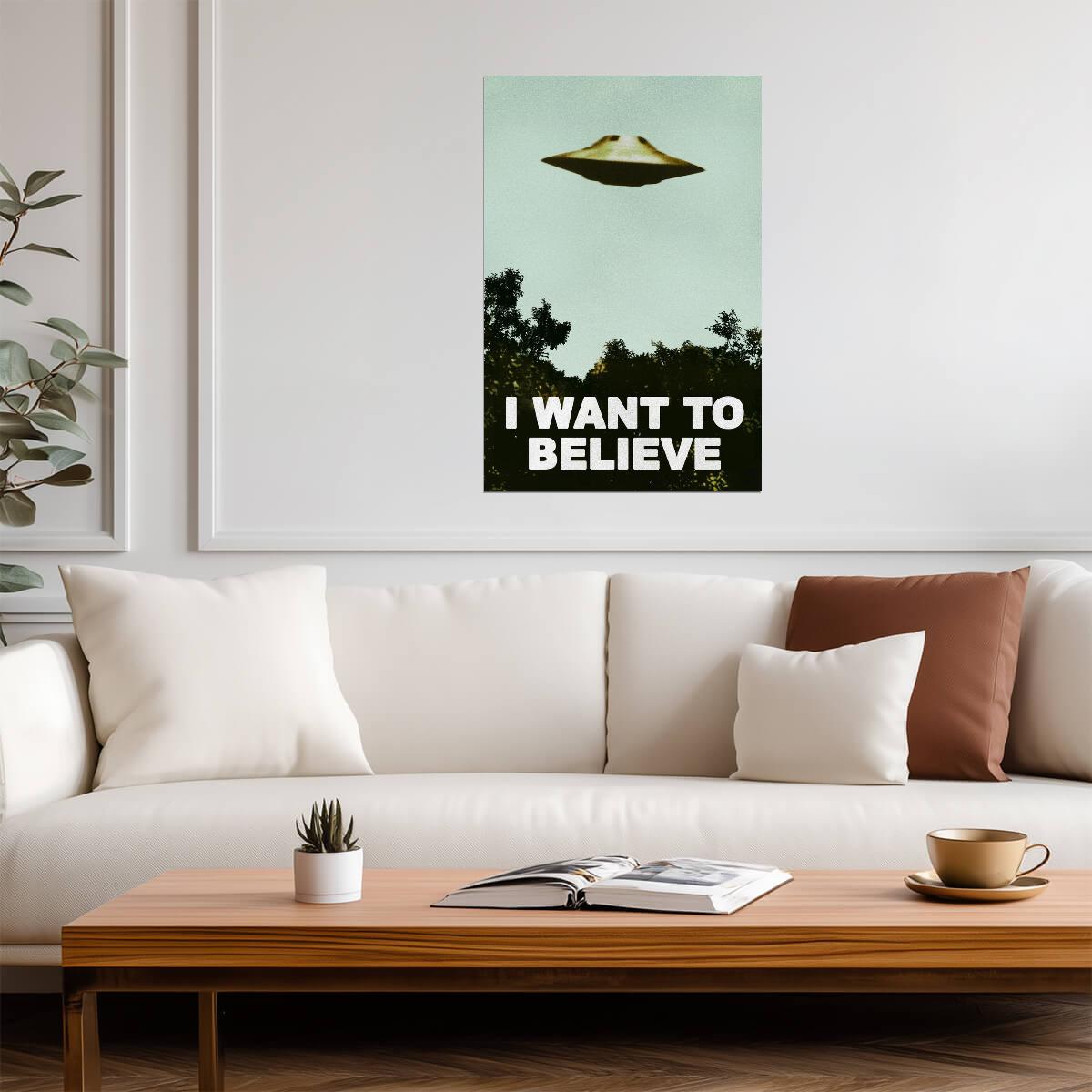 The X-Files "I Want To Believe" | Classic UFO Poster | 90s TV Show Wall Art