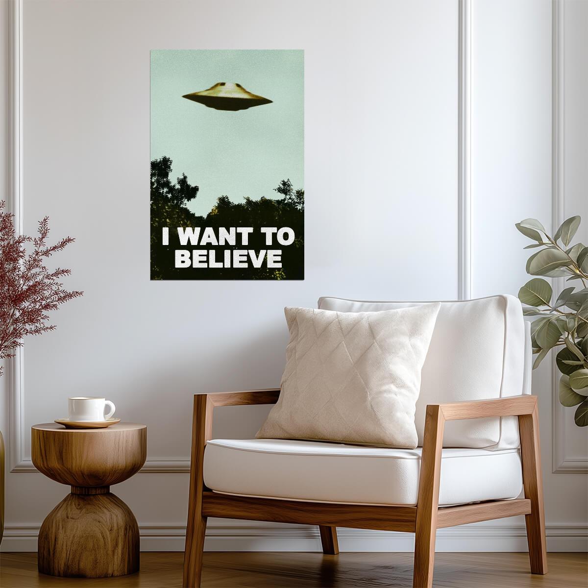 The X-Files "I Want To Believe" | Classic UFO Poster | 90s TV Show Wall Art