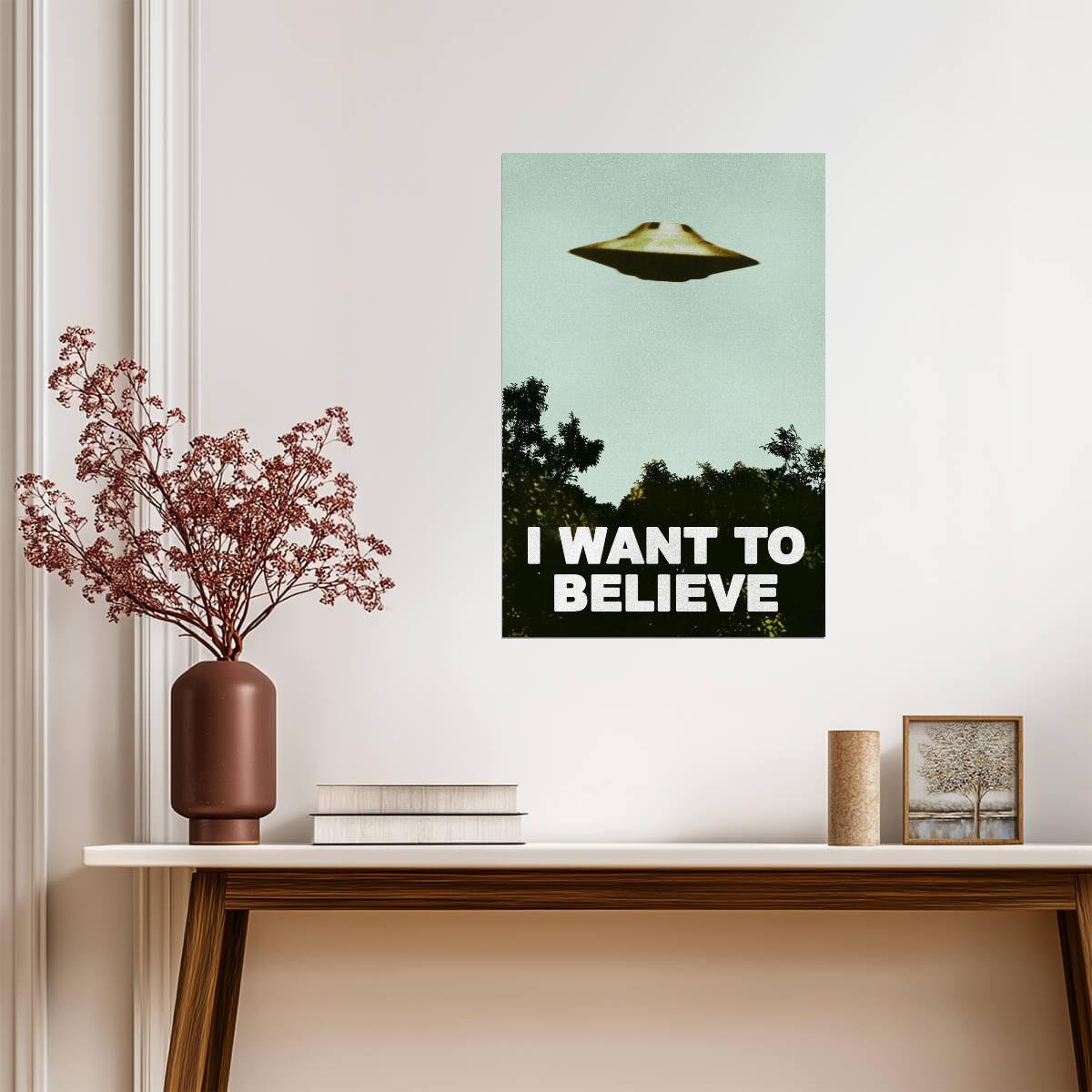 The X-Files "I Want To Believe" | Classic UFO Poster | 90s TV Show Wall Art