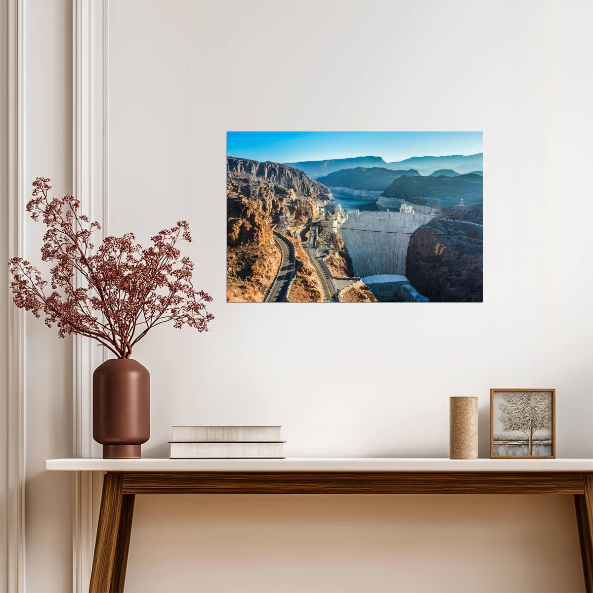 Hoover Dam in Early Morning Light | Landmark Photography | Engineering Poster - Photography Poster