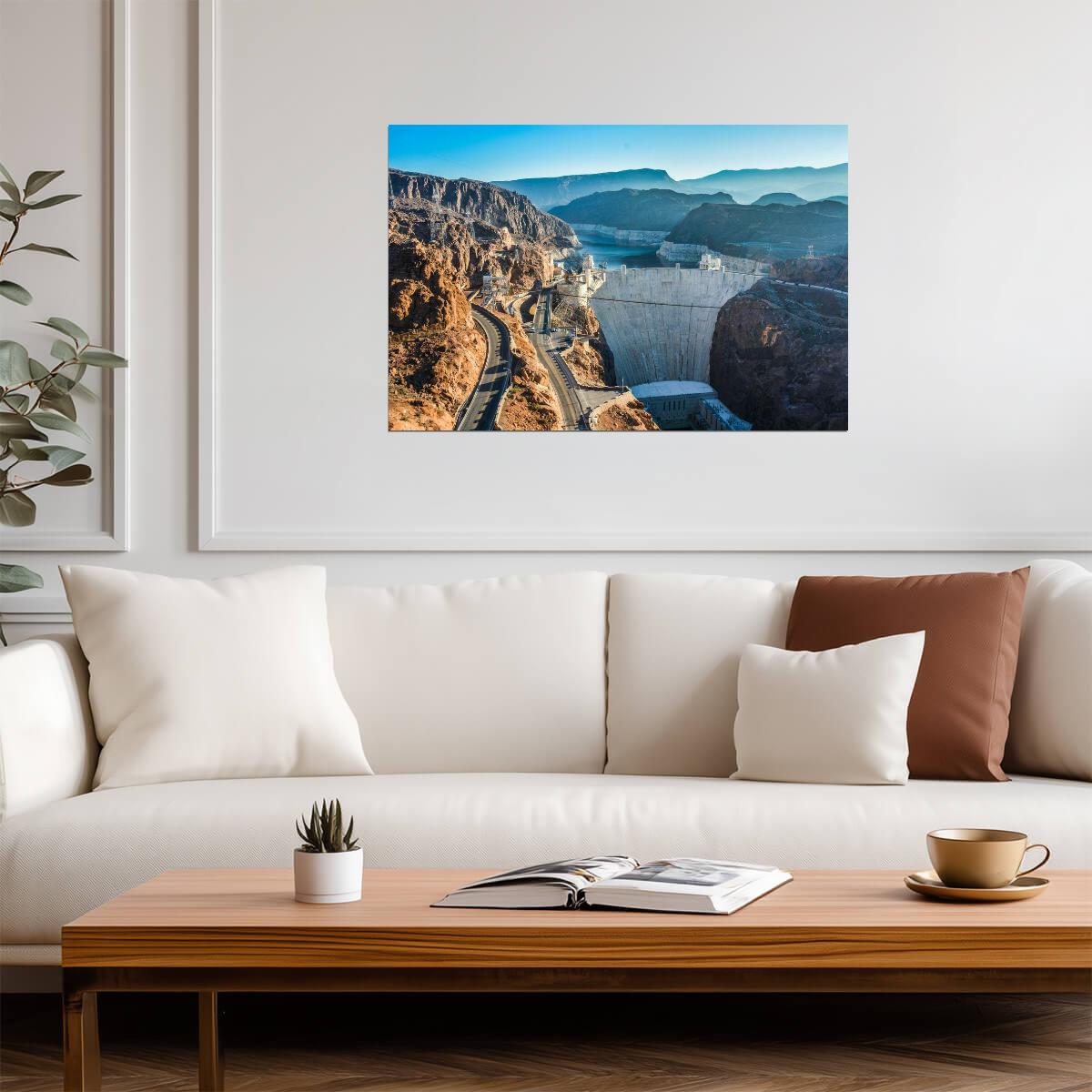 Hoover Dam in Early Morning Light | Landmark Photography | Engineering Poster - Photography Poster