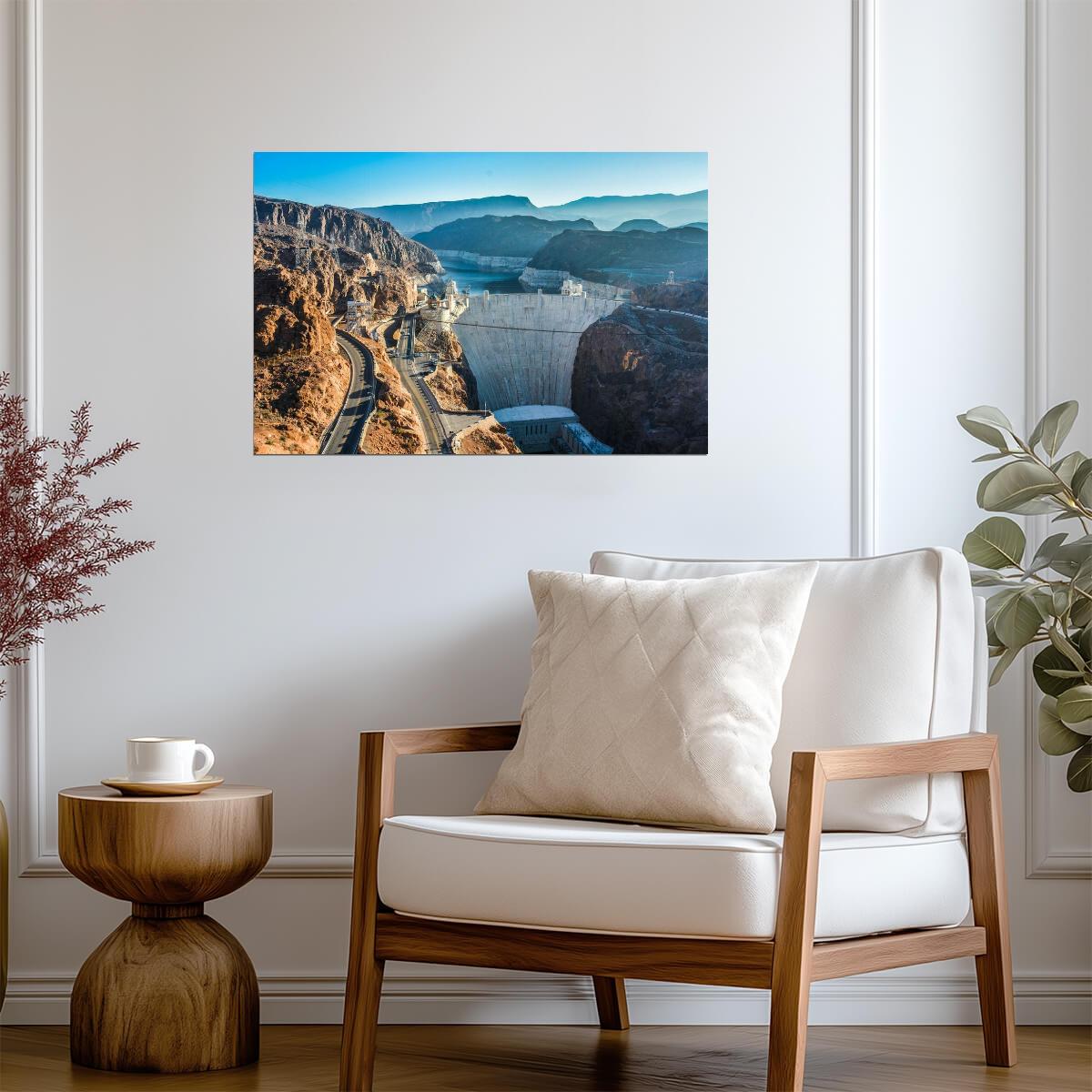 Hoover Dam in Early Morning Light | Landmark Photography | Engineering Poster - Photography Poster