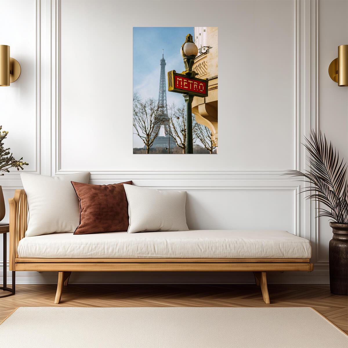 Paris Metro Sign with Eiffel Tower | City of Love Photography | French Landmark Poster - Type & Quotes Poster