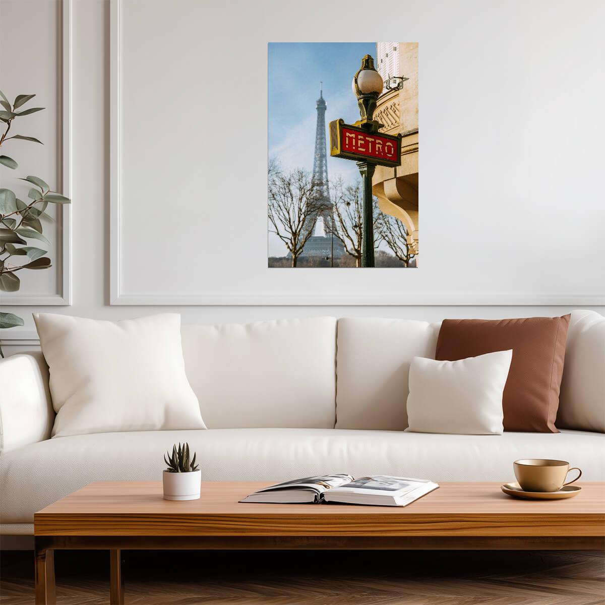 Paris Metro Sign with Eiffel Tower | City of Love Photography | French Landmark Poster - Type & Quotes Poster