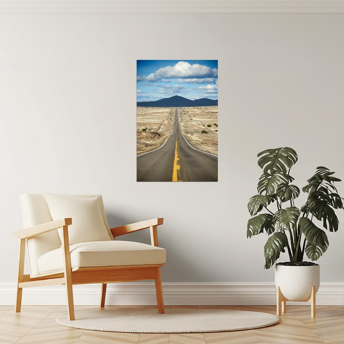 Texas Desert Highway Poster | Road Trip Photography | American Landscape Wall Art