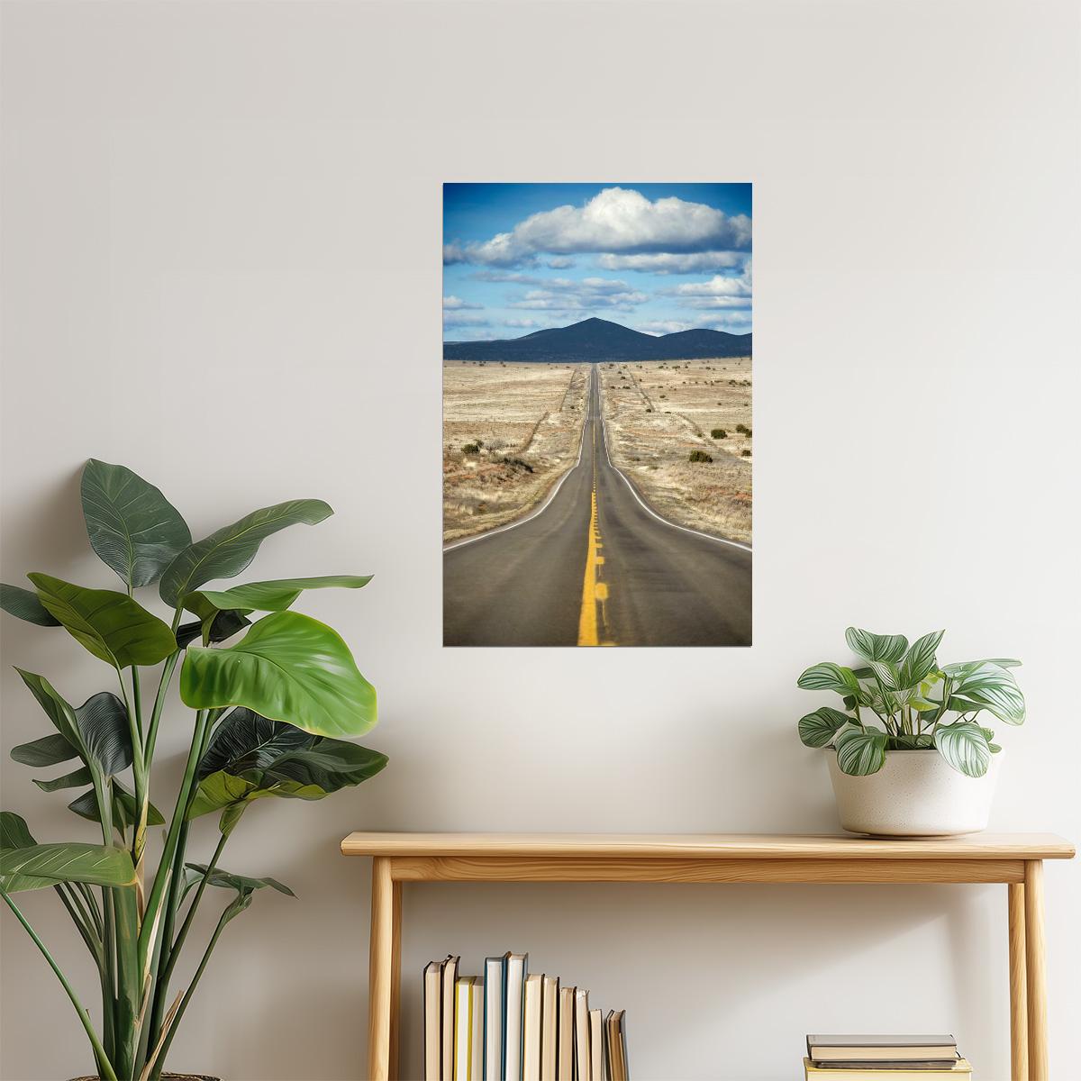 Texas Desert Highway Poster | Road Trip Photography | American Landscape Wall Art