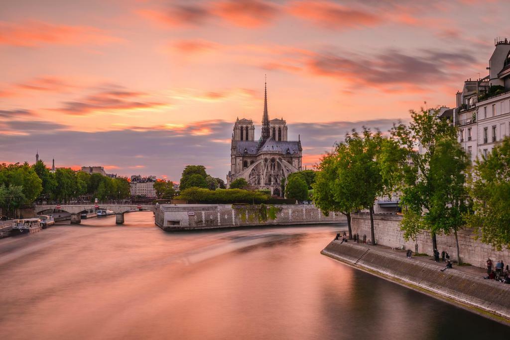Romantic Sunset Over Notre Dame Cathedral | Paris France Photography | Cityscape Poster - Photography Poster