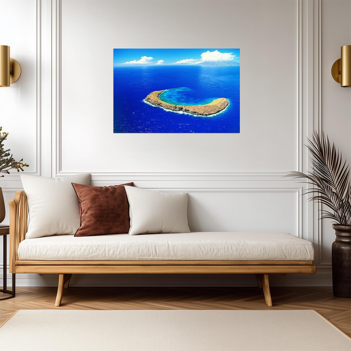 Aerial View of Molokini Crater | Maui Hawaii Photography | Tropical Island Poster - Photography Poster
