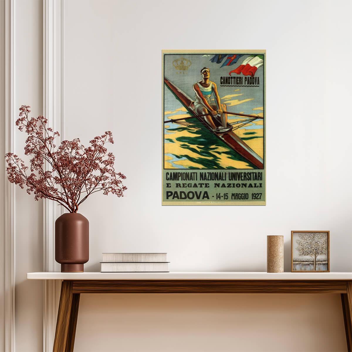 Italian National Regatta 1927 | Vintage Sports Poster | Padova Rowing Crew Art