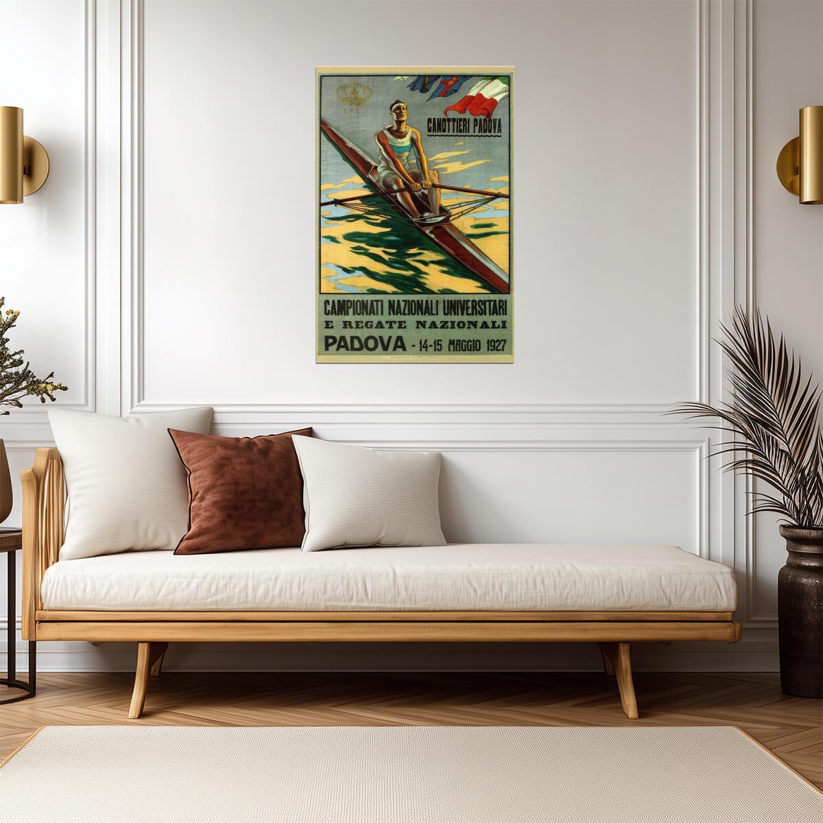 Italian National Regatta 1927 | Vintage Sports Poster | Padova Rowing Crew Art