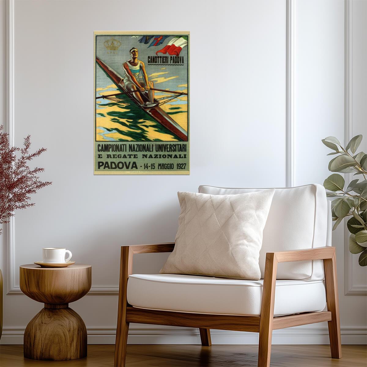 Italian National Regatta 1927 | Vintage Sports Poster | Padova Rowing Crew Art