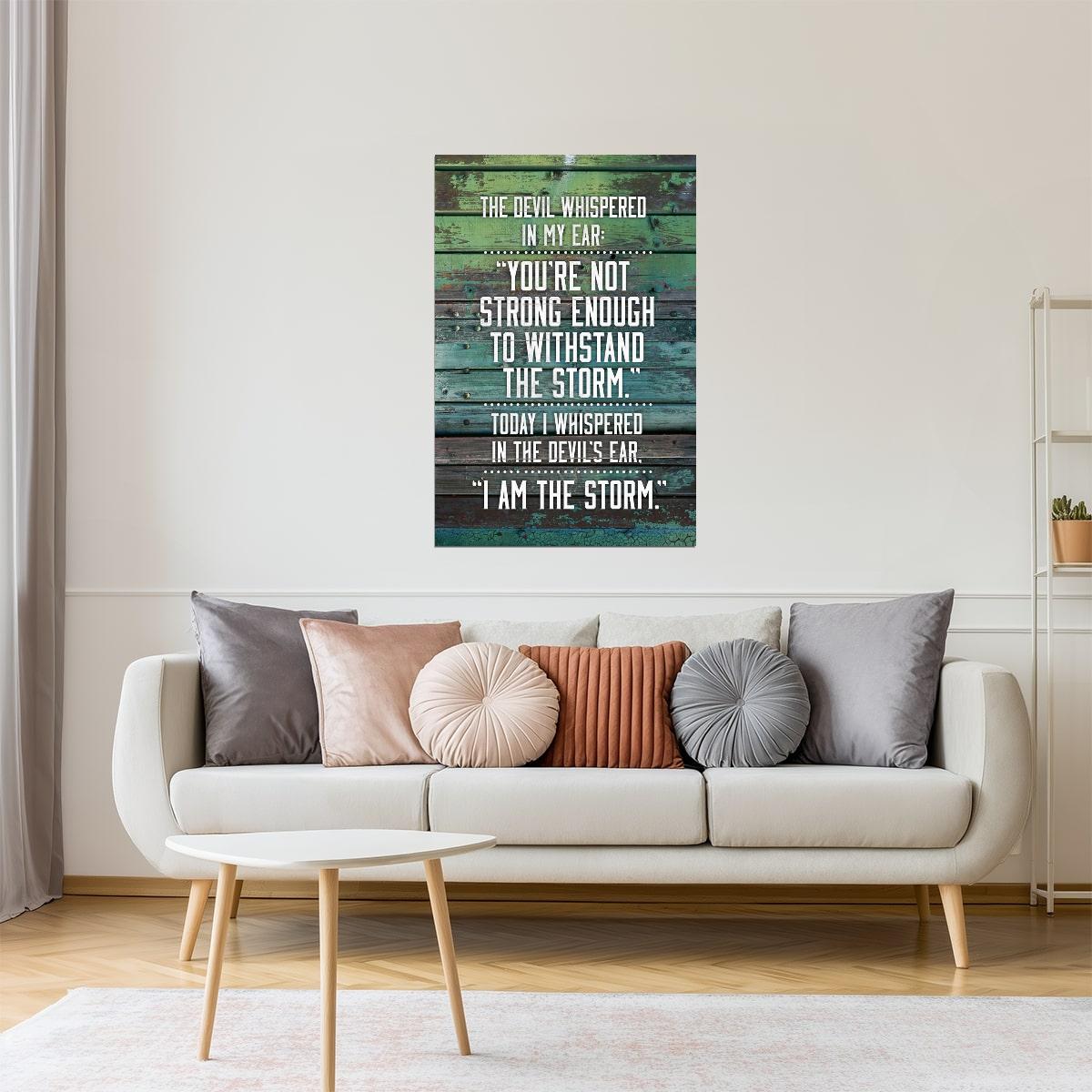I Am the Storm | Gym Motivational Quote Poster Wood Style