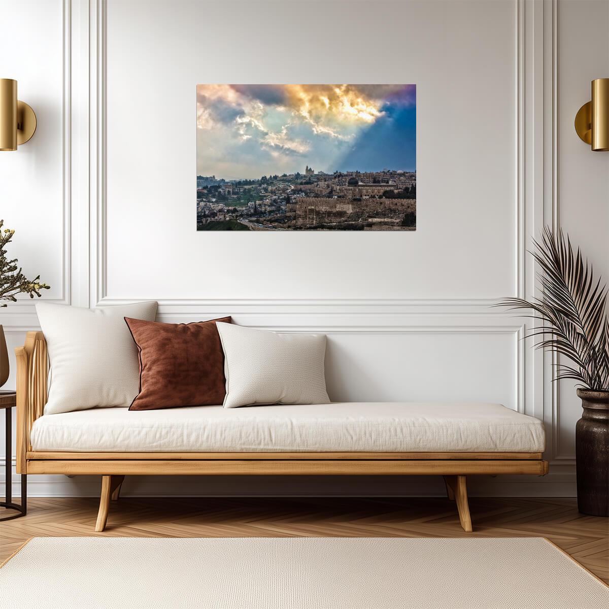 Golden Clouds Over Jerusalem Cityscape | Israel Photography Print | Holy Land Poster - Photography Poster
