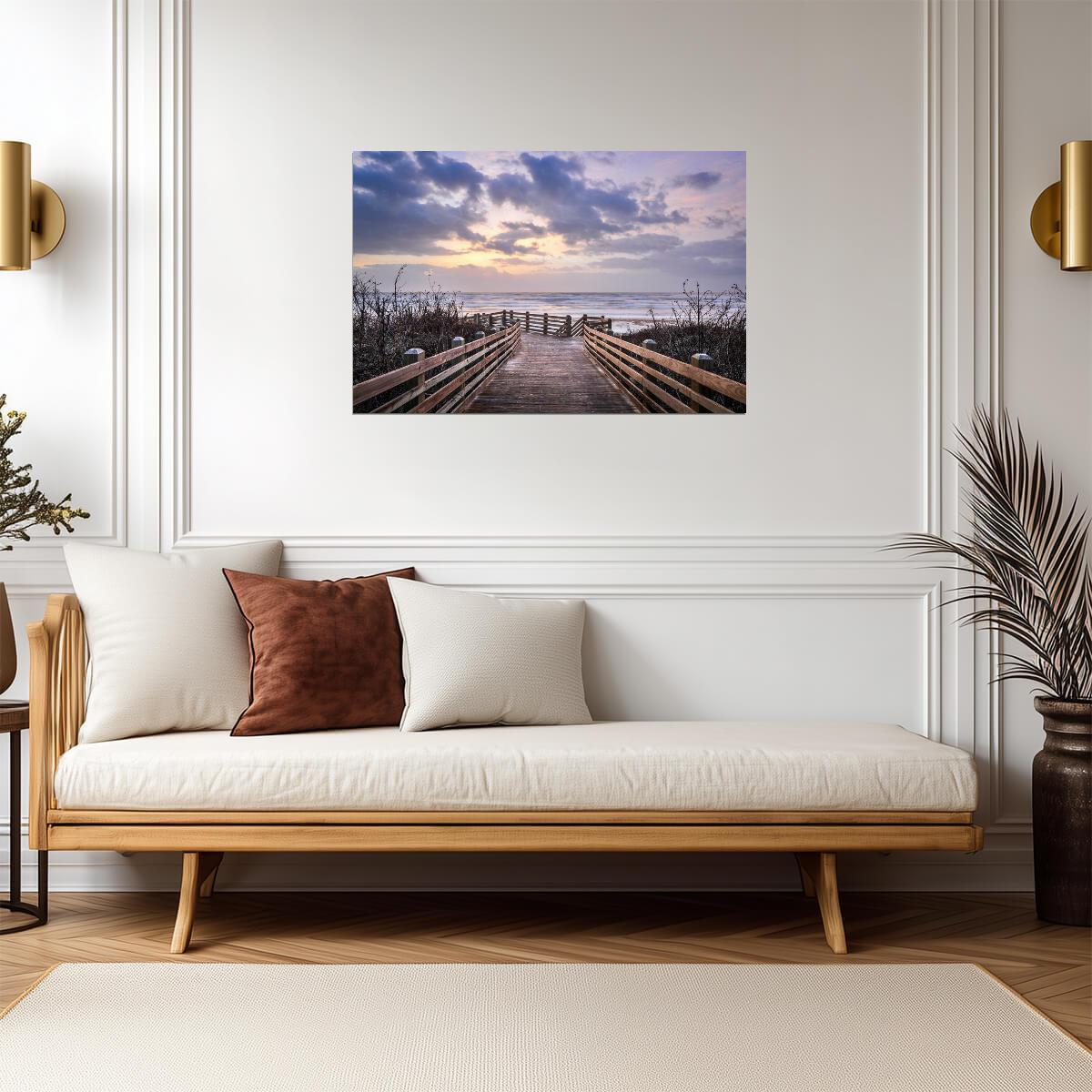Beach Boardwalk at Sunrise | Port Aransas Texas Photography | Coastal Poster - Photography Poster