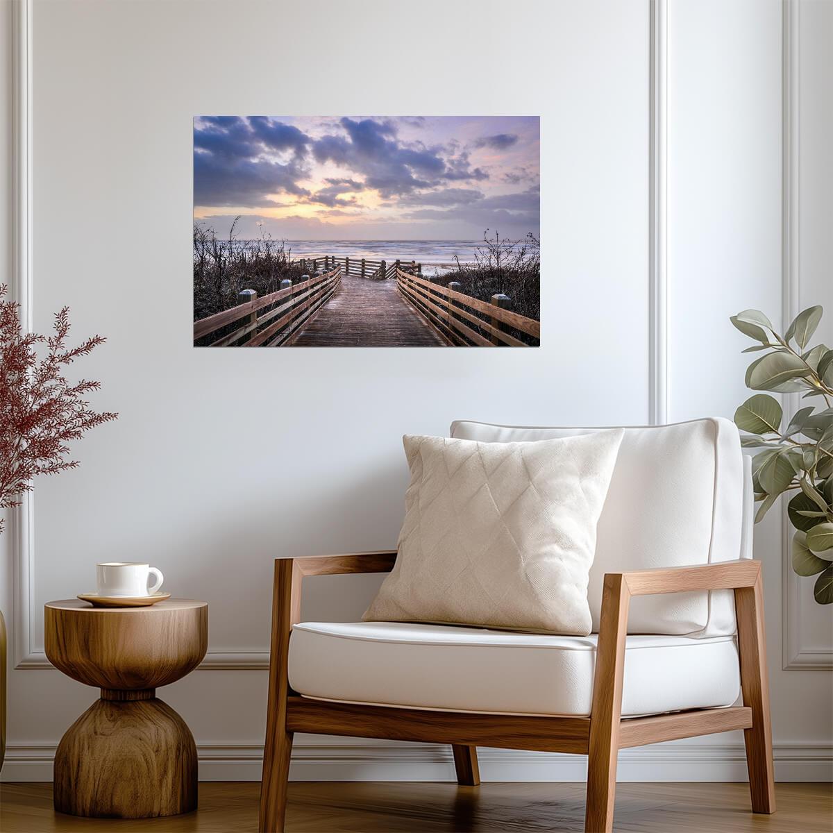 Beach Boardwalk at Sunrise | Port Aransas Texas Photography | Coastal Poster - Photography Poster