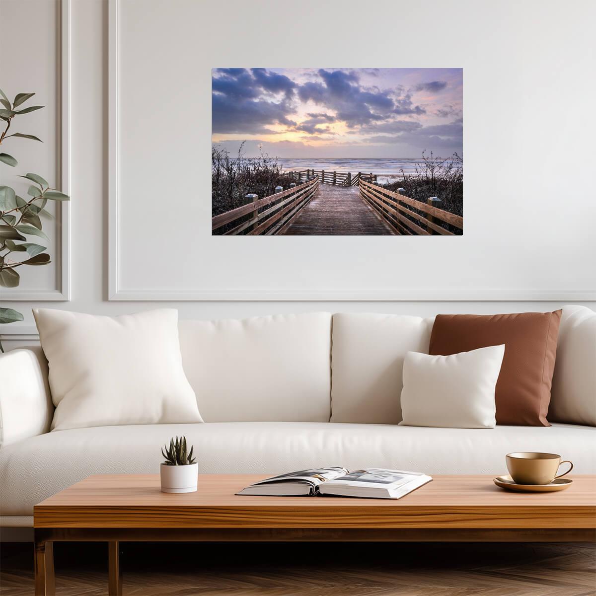 Beach Boardwalk at Sunrise | Port Aransas Texas Photography | Coastal Poster - Photography Poster