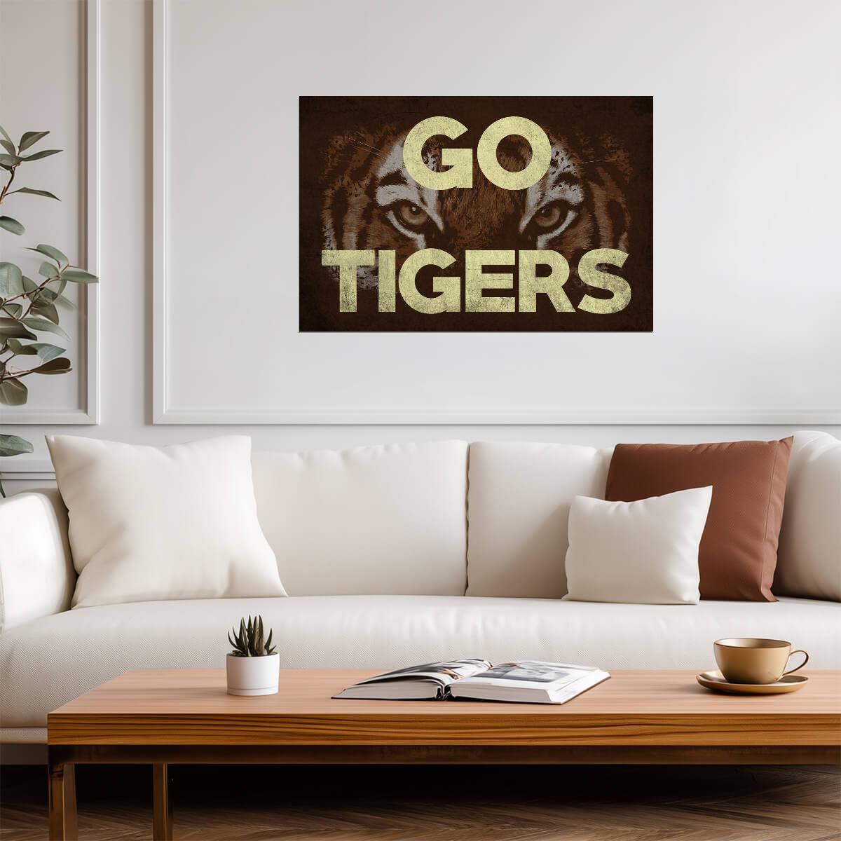 "Go Tigers" Mascot Poster | College Sports Typography | Team Spirit Wall Art - Type & Quotes Poster