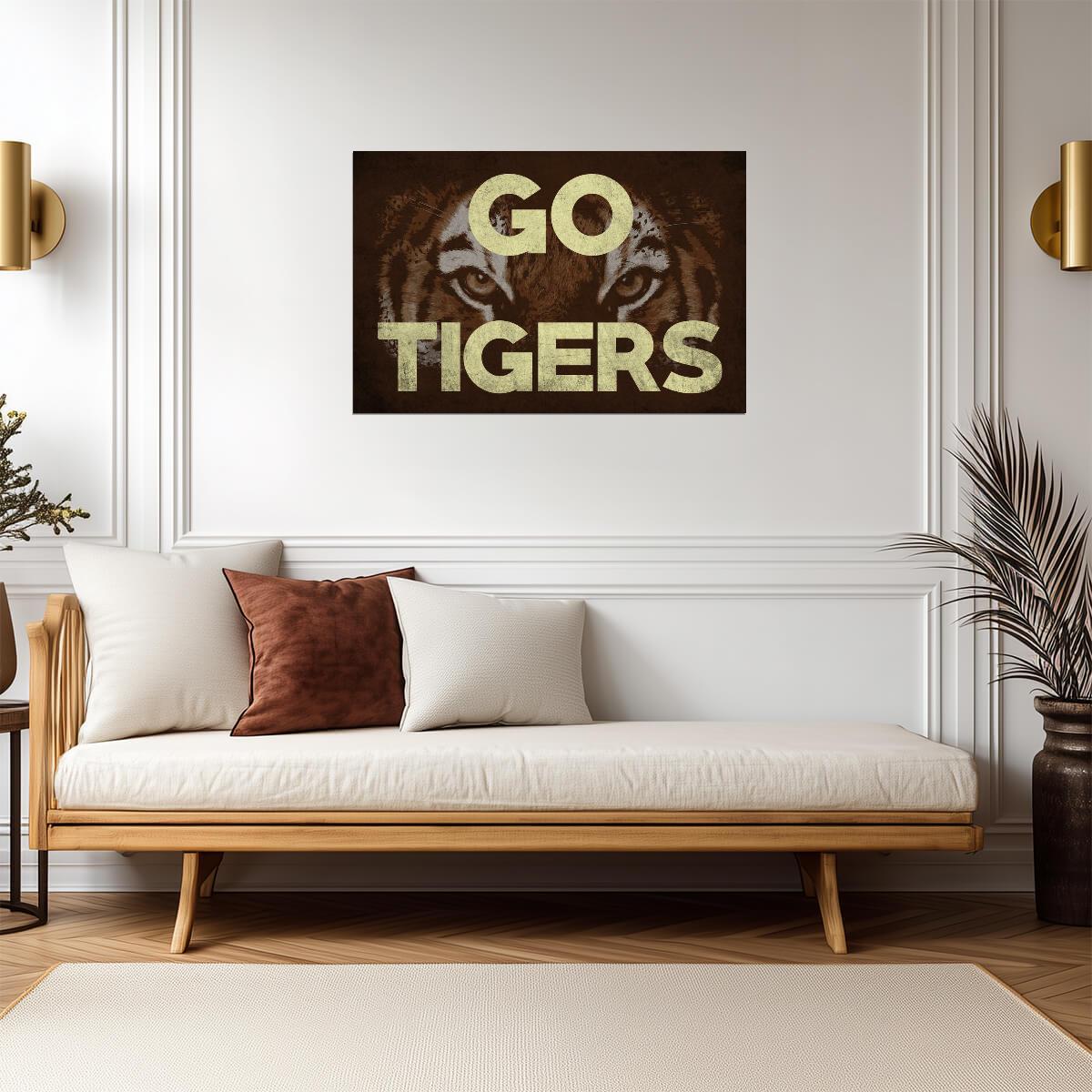 "Go Tigers" Mascot Poster | College Sports Typography | Team Spirit Wall Art - Type & Quotes Poster
