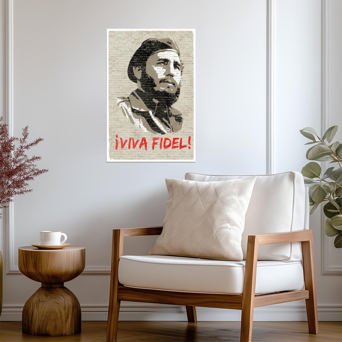 "Viva Fidel!" Castro Graffiti | Cuban Revolution Art | Historical Political Poster - Vintage & Retro Poster