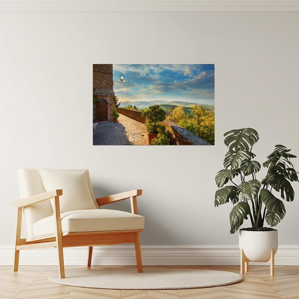 Tuscan Landscape from Pienza Poster | Italy Countryside Photography | Italian Wall Art