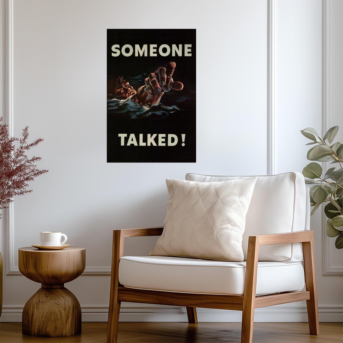 "Someone Talked!" | WWII Propaganda Poster | Loose Lips Sink Ships Art - Vintage & Retro Poster