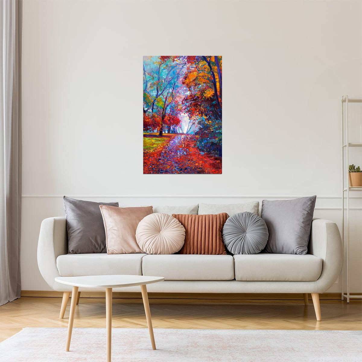 Colorful Autumn Park Poster | Impressionist Style Art Print | Fall Landscape Wall Art