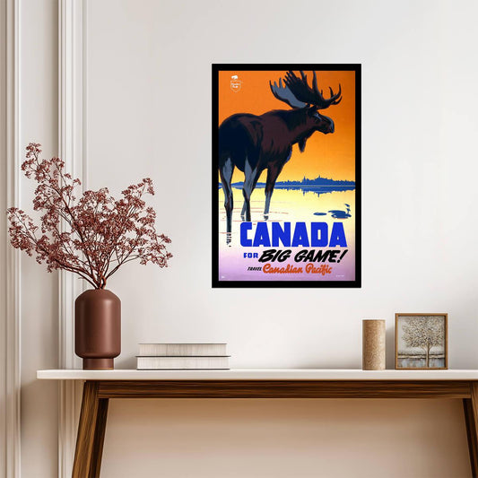 Vintage Canadian Pacific Railway Ad | Big Game Hunting Poster | Retro Canada Travel Art - Vintage & Retro Poster