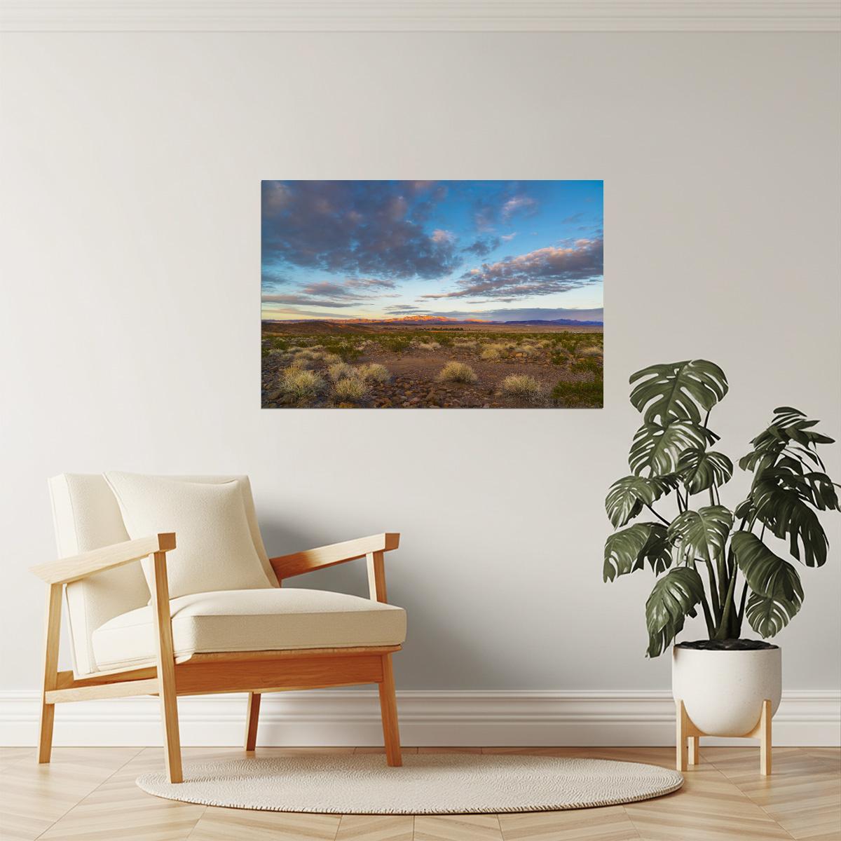 Nevada Desert Landscape Poster | Nature Photography | Cloudy Sky Wall Art
