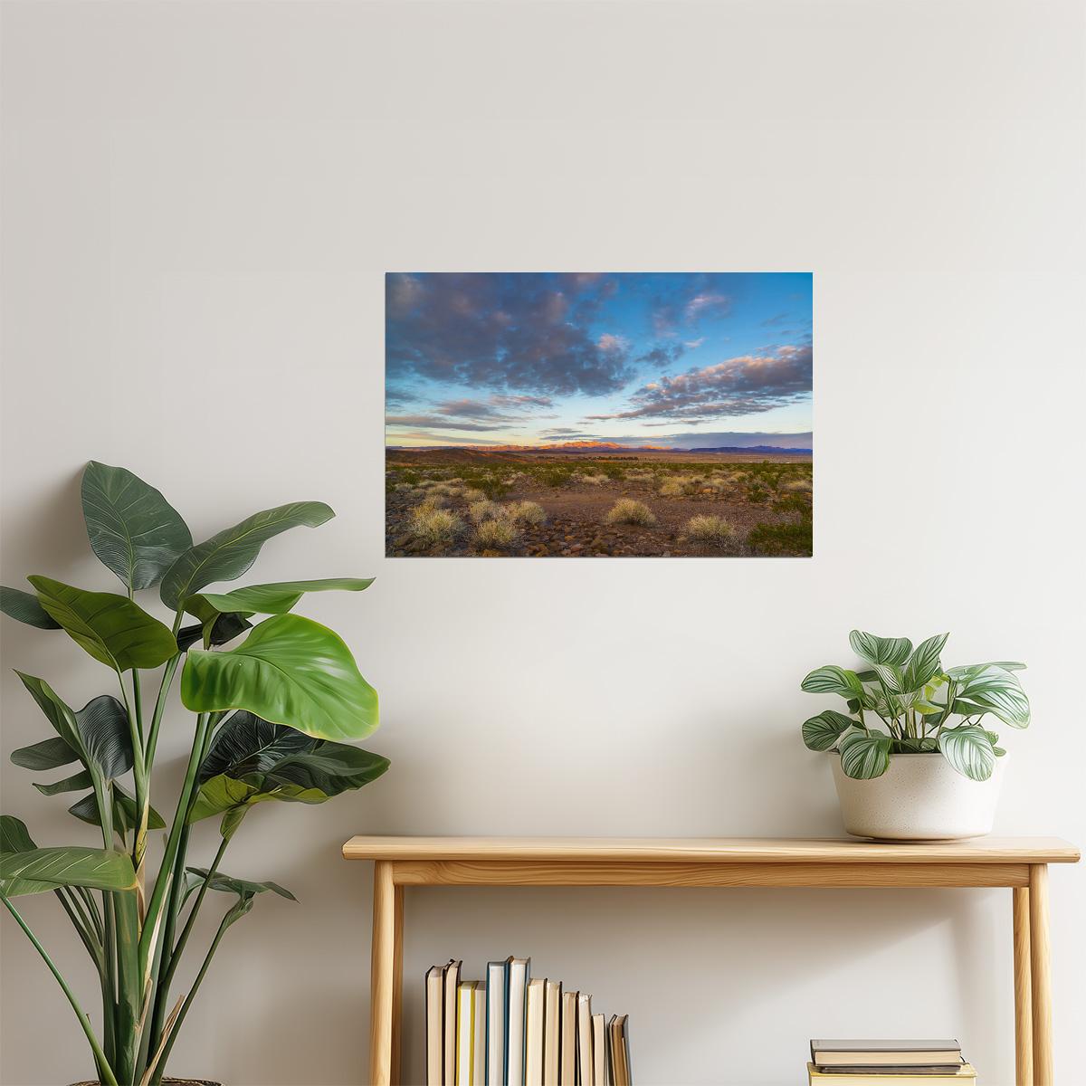 Nevada Desert Landscape Poster | Nature Photography | Cloudy Sky Wall Art