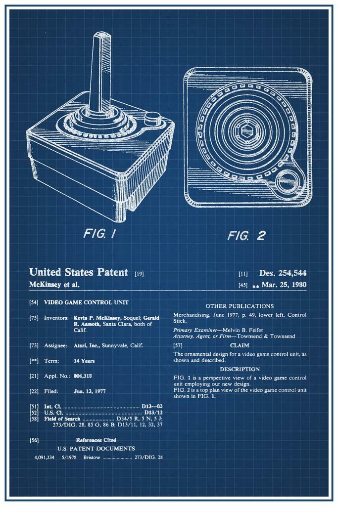 Vintage Joystick Patent | Retro Gaming Poster | Gamer Blueprint Wall Art