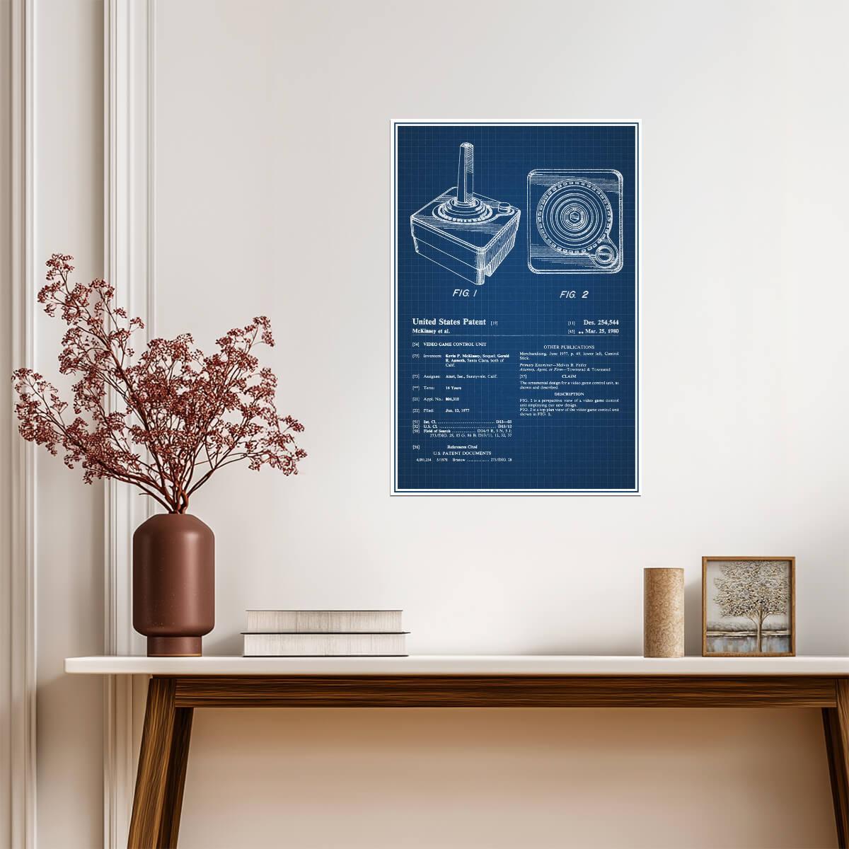 Vintage Joystick Patent | Retro Gaming Poster | Gamer Blueprint Wall Art