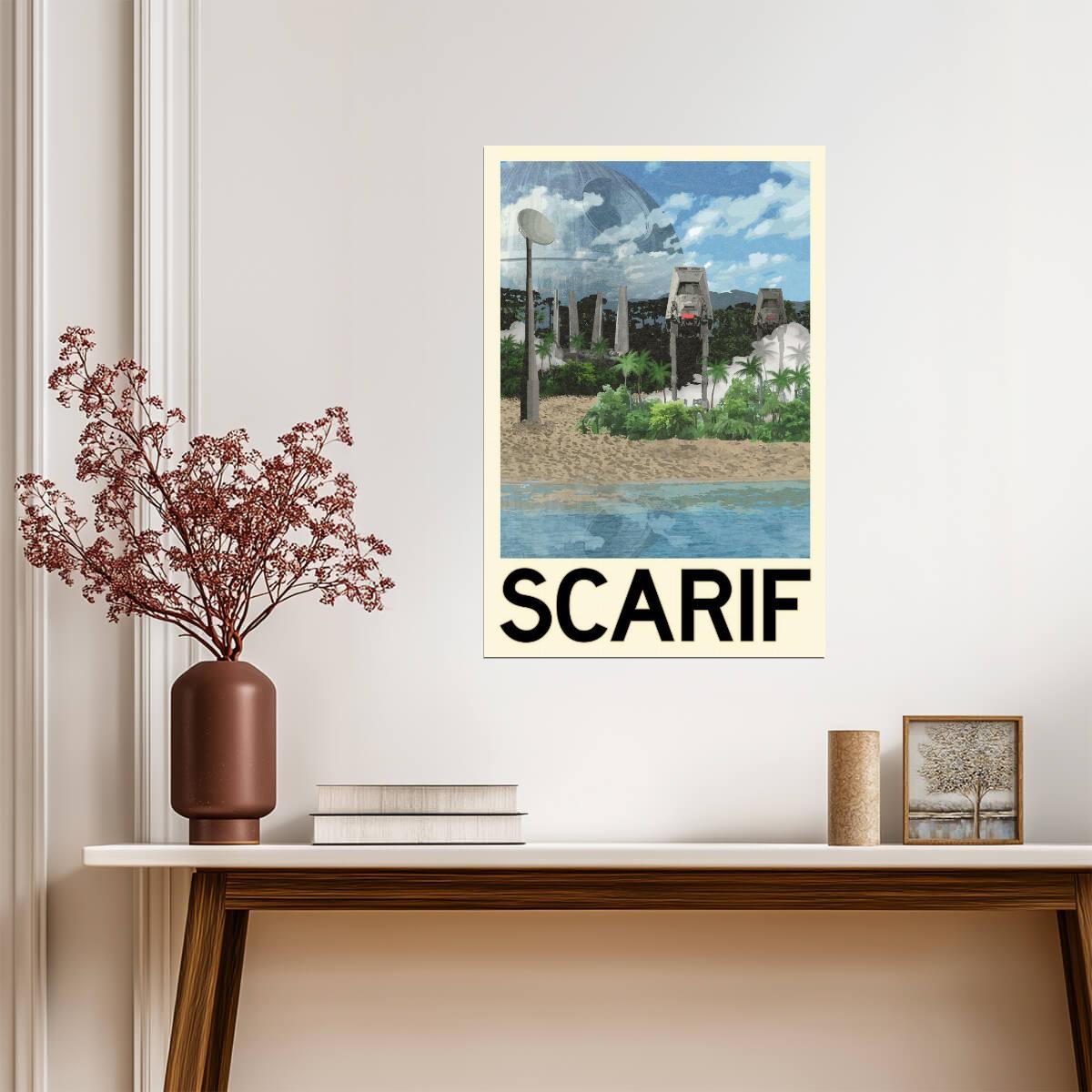 Star Wars Planet Scarif | Minimalist Fantasy Travel Poster - Movies & TV Poster