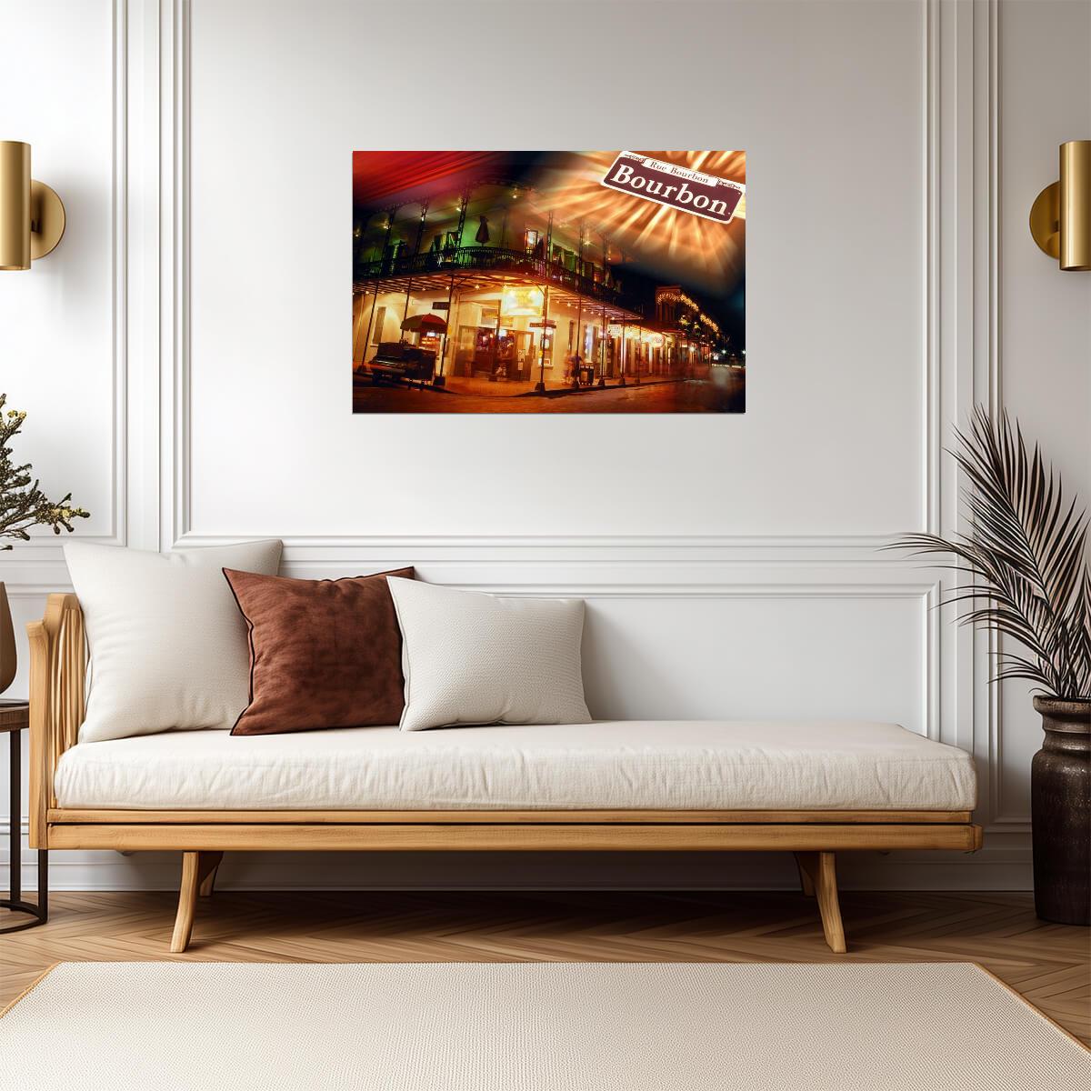 Bourbon Street at Night in New Orleans | Louisiana Photography | Urban Cityscape Poster - Photography Poster
