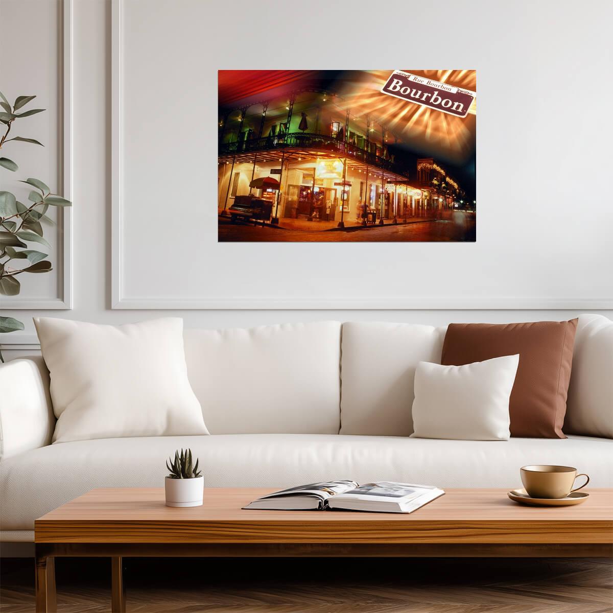 Bourbon Street at Night in New Orleans | Louisiana Photography | Urban Cityscape Poster - Photography Poster