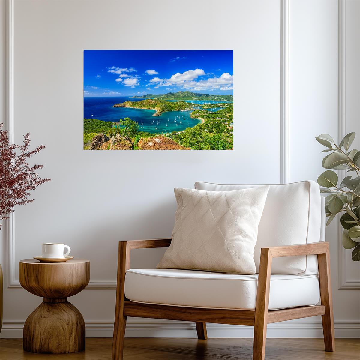 View of Antigua from Shirley Heights Lookout | Caribbean Photography | Tropical Seascape Poster - Photography Poster