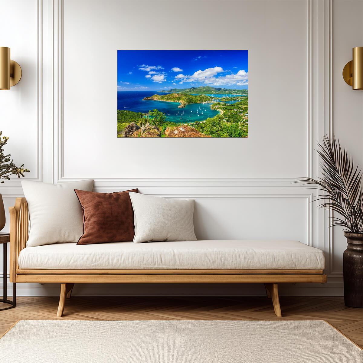 View of Antigua from Shirley Heights Lookout | Caribbean Photography | Tropical Seascape Poster - Photography Poster
